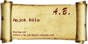 Apjok Béla névjegykártya