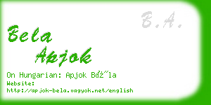 bela apjok business card